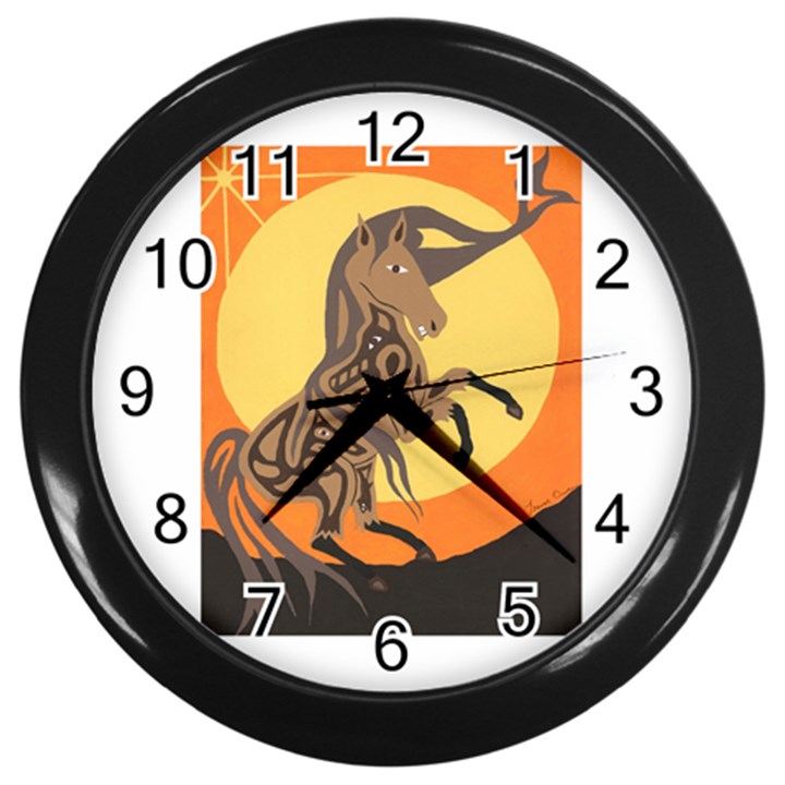 Embracing The Moon Copy Wall Clock (Black)