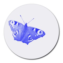  Decorative Blue Butterfly 8  Mouse Pad (round)