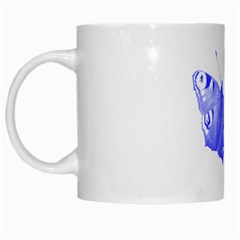  Decorative Blue Butterfly White Coffee Mug