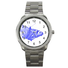  Decorative Blue Butterfly Sport Metal Watch