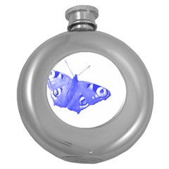  Decorative Blue Butterfly Hip Flask (round)