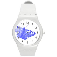  Decorative Blue Butterfly Plastic Sport Watch (medium)