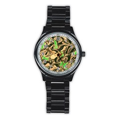 Retro Swirl Sport Metal Watch (black) by Colorfulart23