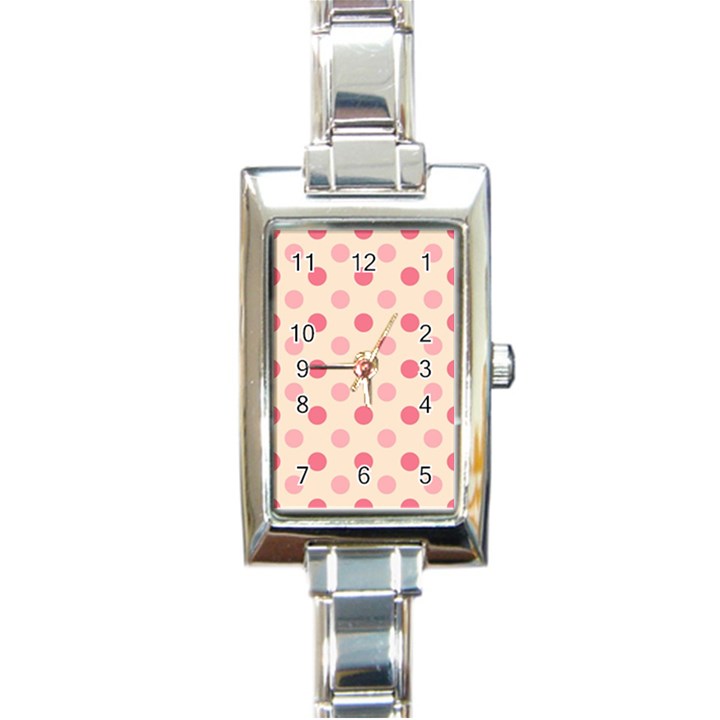 Pale Pink Polka Dots Rectangular Italian Charm Watch