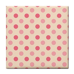 Pale Pink Polka Dots Ceramic Tile