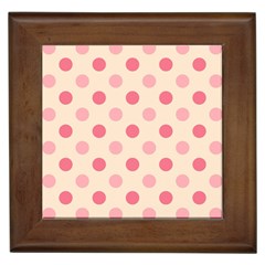 Pale Pink Polka Dots Framed Ceramic Tile by Colorfulart23