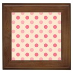 Pale Pink Polka Dots Framed Ceramic Tile Front