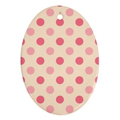 Pale Pink Polka Dots Oval Ornament by Colorfulart23