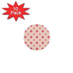 Pale Pink Polka Dots 1  Mini Button (10 Pack) by Colorfulart23