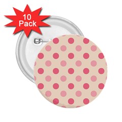 Pale Pink Polka Dots 2 25  Button (10 Pack)