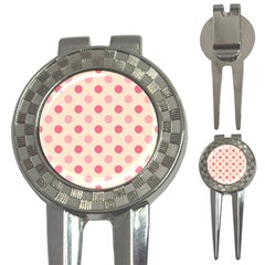 Pale Pink Polka Dots Golf Pitchfork & Ball Marker