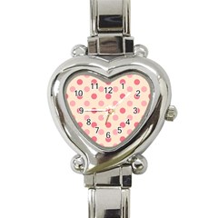 Pale Pink Polka Dots Heart Italian Charm Watch 