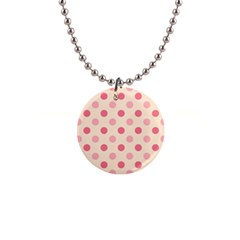 Pale Pink Polka Dots Button Necklace