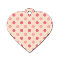 Pale Pink Polka Dots Dog Tag Heart (two Sided)