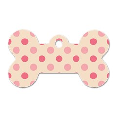 Pale Pink Polka Dots Dog Tag Bone (two Sided)