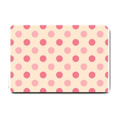 Pale Pink Polka Dots Small Door Mat by Colorfulart23