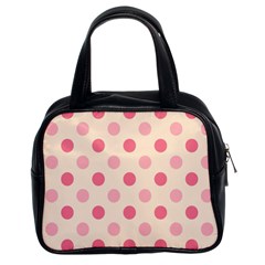 Pale Pink Polka Dots Classic Handbag (two Sides)