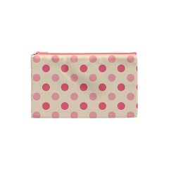 Pale Pink Polka Dots Cosmetic Bag (small) by Colorfulart23