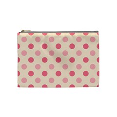 Pale Pink Polka Dots Cosmetic Bag (medium)