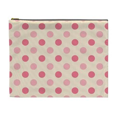 Pale Pink Polka Dots Cosmetic Bag (xl)