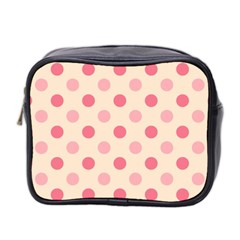 Pale Pink Polka Dots Mini Travel Toiletry Bag (two Sides)