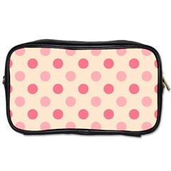 Pale Pink Polka Dots Travel Toiletry Bag (two Sides)