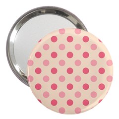 Pale Pink Polka Dots 3  Handbag Mirror by Colorfulart23