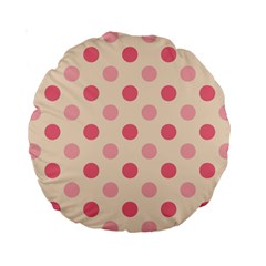 Pale Pink Polka Dots 15  Premium Round Cushion 