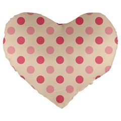 Pale Pink Polka Dots 19  Premium Heart Shape Cushion