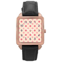 Pale Pink Polka Dots Rose Gold Leather Watch  by Colorfulart23