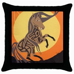 Embracing The Moon Black Throw Pillow Case by twoaboriginalart