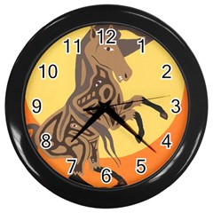 Embracing The Moon Wall Clock (black) by twoaboriginalart