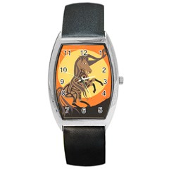 Embracing The Moon Tonneau Leather Watch by twoaboriginalart