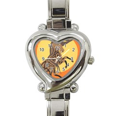 Embracing The Moon Heart Italian Charm Watch  by twoaboriginalart