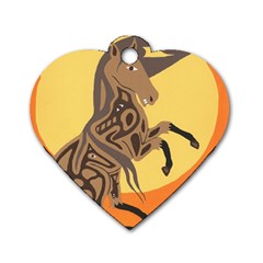 Embracing The Moon Dog Tag Heart (two Sided) by twoaboriginalart