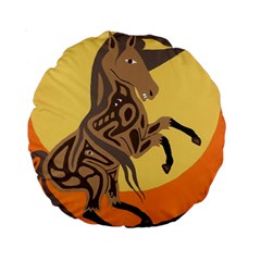 Embracing The Moon 15  Premium Round Cushion  by twoaboriginalart