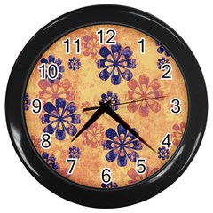 Funky Floral Art Wall Clock (black)