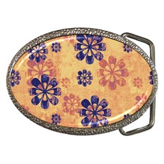 Funky Floral Art Belt Buckle (oval)