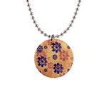 Funky Floral Art Button Necklace Front