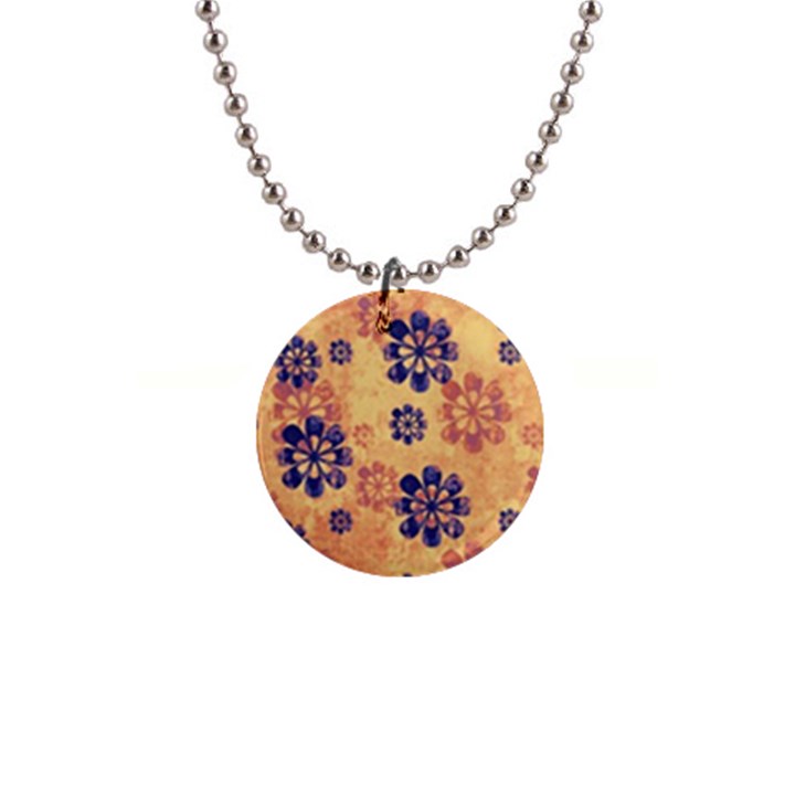 Funky Floral Art Button Necklace