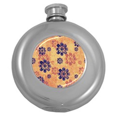 Funky Floral Art Hip Flask (round) by Colorfulart23