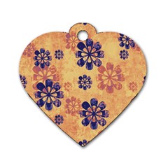 Funky Floral Art Dog Tag Heart (two Sided) by Colorfulart23