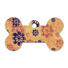 Funky Floral Art Dog Tag Bone (one Sided)