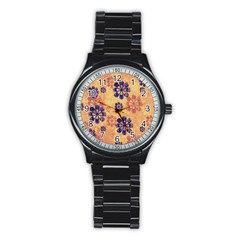 Funky Floral Art Sport Metal Watch (black) by Colorfulart23