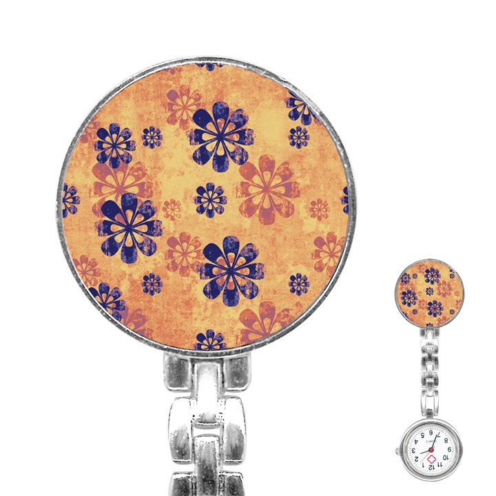 Funky Floral Art Stainless Steel Nurses Watch