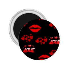 Red Hearts And Lips 2 25  Magnet by Colorfulart23