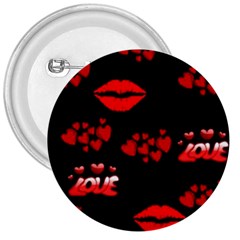 Red Hearts And Lips 3  Button by Colorfulart23