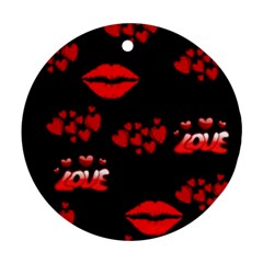 Red Hearts And Lips Ornament (round) by Colorfulart23