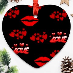 Red Hearts And Lips Ornament (heart)