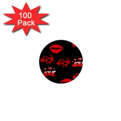 Red Hearts And Lips 1  Mini Magnet (100 Pack) 